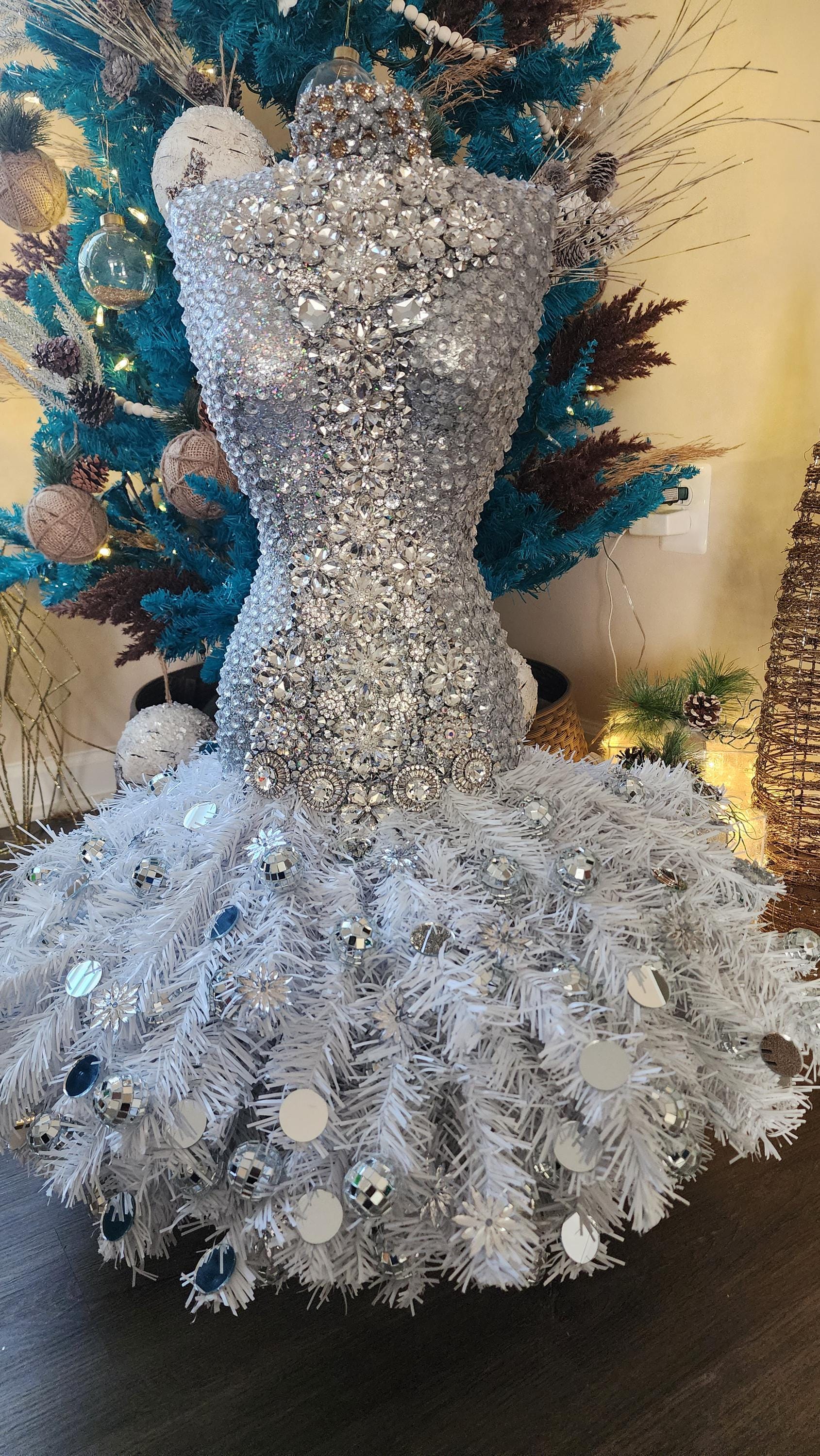 dress form christmas tree for sale Embellished Mannequin Tree skirt