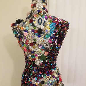 Embellished Mannequin Dress Form with Detachable Floral Train image 6