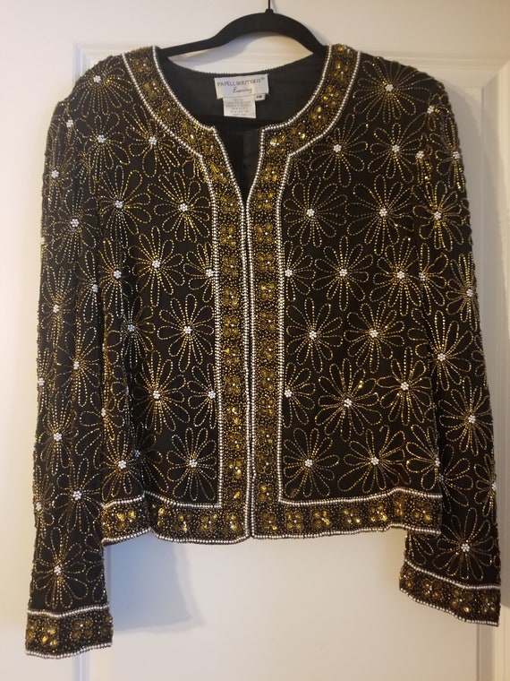 Vintage Sequins Jacket with Floral Design