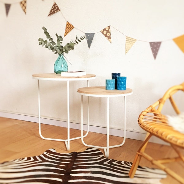 SALES -  Coffee table, Tripod tables, nesting tables, pedestal tripod, Scandinavian, mid century modern, white, Olympe model