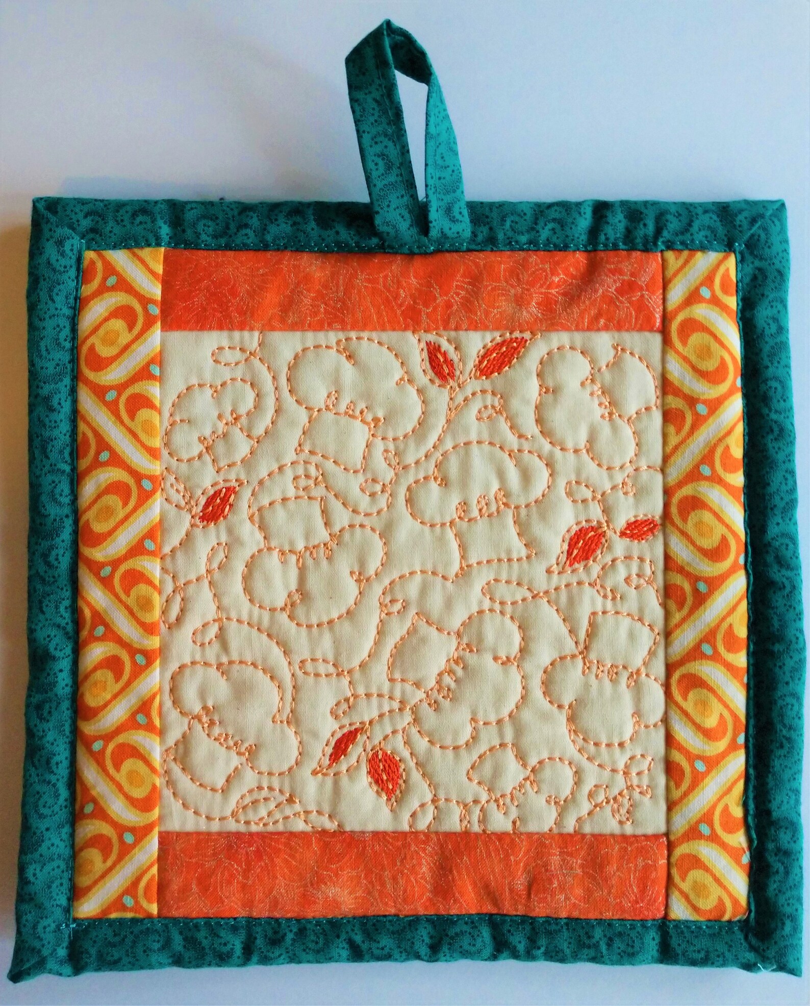 Beautifully embroidered hot pad or pot holder with chef's Etsy