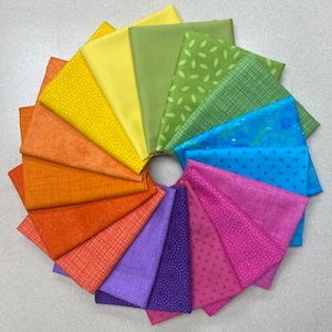 BRIGHT!! Rainbow Wishes Fat Quarter Bundle (16)