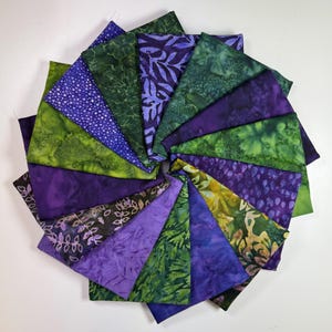 Purple and Deep Green Batik Fat Quarters Bundle (14)