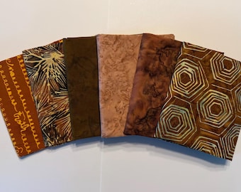 Warm Brown Batiks Fat Quarter Bundle (6)