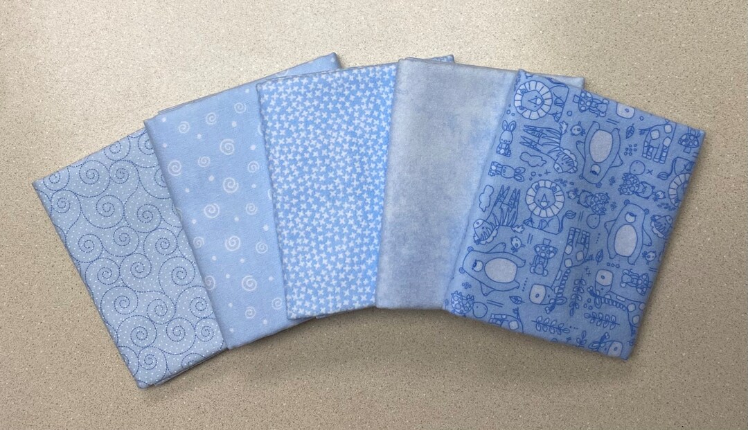ADORABLE Sweet Baby Blue Flannel Fat Quarter Bundle 5 Etsy