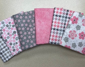 Sweet Pinks and Grays Flannel Fat Quarter Bundle (6)