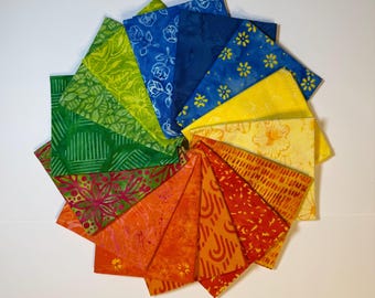 ONLY ONE LEFT! Vibrant Toned Batiks Fat Quarter Bundle (14)