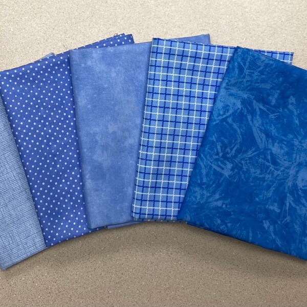 SWEET! Medium Blue fat quarter bundle (5)