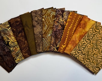 Golden Brown Batiks Fat Quarter Bundle (11)
