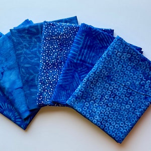 HOT ITEM! Bright Blue Batik Fat Quarter Bundle (6)