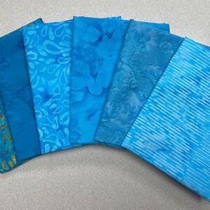 STUNNING! Ocean Blues Batik Fat Quarter Bundle (6)