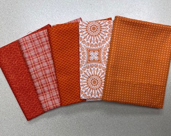 ONE LEFT! Pop of Orange Fat Quarter bundle (5)