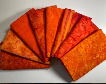 NEW! Orange Batiks Fat Quarter Bundle (8)