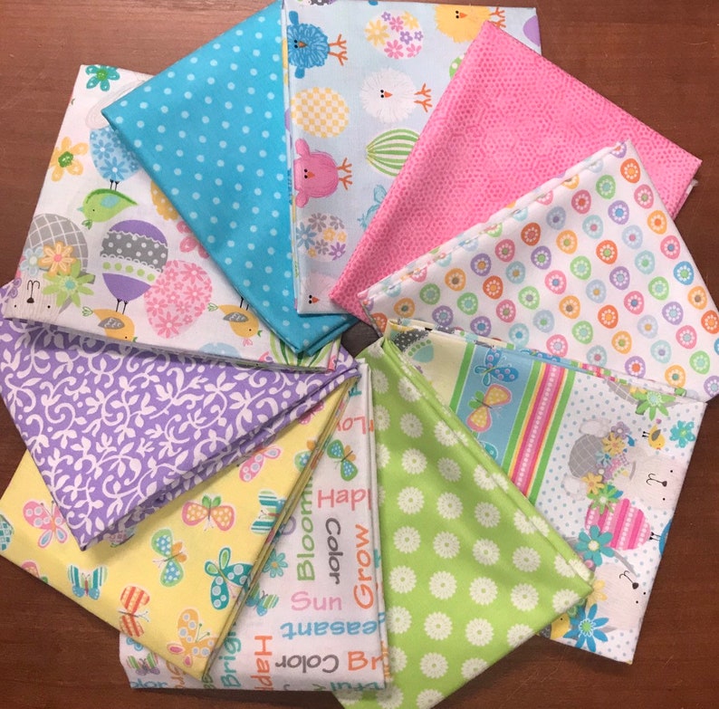 10 Easter fat quarter Bundle