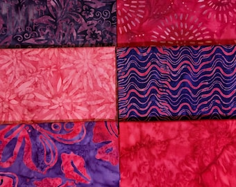 Rich Pink and Purple Batik fat quarter bundle (6)