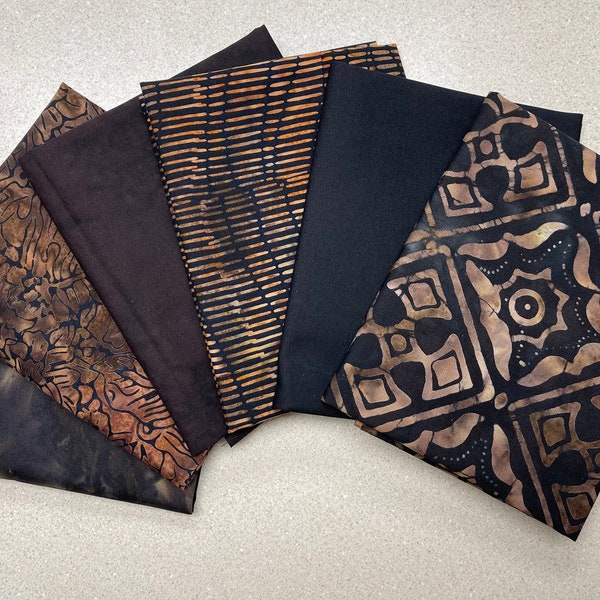 Brown/Black Batik Fat Quarter Bundle (6)