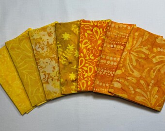 Yellow to Orange Batik Cotton Fat Quarter Bundle (7)