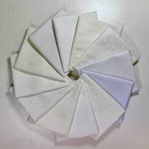 White Cotton Fat Quarter Bundle: 14 Creamy White Prints