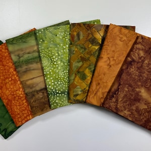 Gold, Orange and Greens Batik Fat Quarter Bundle (7)