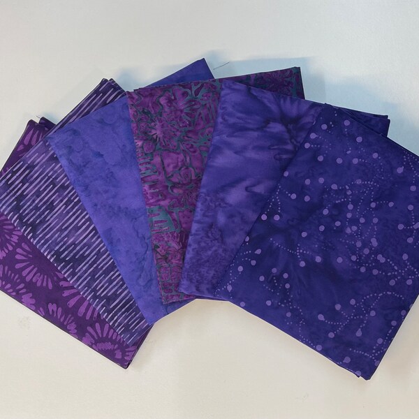 HOT ITEM! Precious Purple Batik Fat Quarter Bundle (6)