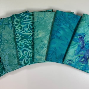 POPULAR! Teal Blue Waters Batik Fat Quarter Bundle (6)