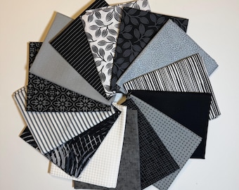 NEW! Black, Gray and White Fat Quarter Bundle (14)