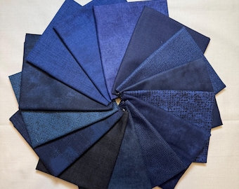 LAST ONE! Rich Blue Cottons Fat Quarter Bundle (14)