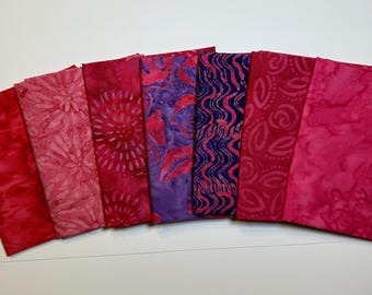 LAST ONE! Bright Pink w/ a Hint of Purple Batiks fat quarter bundle (7)