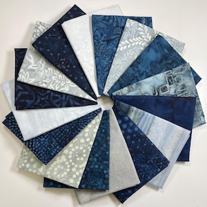 Navy Blue/Grey Batik Fat Quarter Bundle (16)