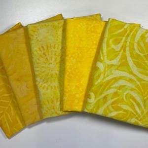 Bright Yellow Batik Fat Quarter Bundle (5)