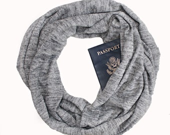 Soda Springs Mist - Infinity Scarf with Hidden Zippered Pocket: Soft and Warm | Pickpocket Proof | Unique Travel Gift | Made in U.S.A.