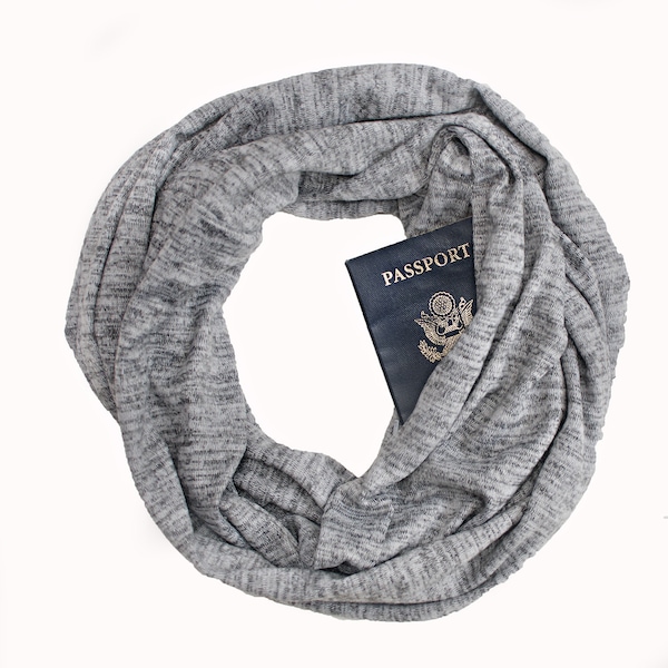 Soda Springs Mist - Infinity Scarf with Hidden Zippered Pocket: Soft and Warm | Pickpocket Proof | Unique Travel Gift | Made in U.S.A.