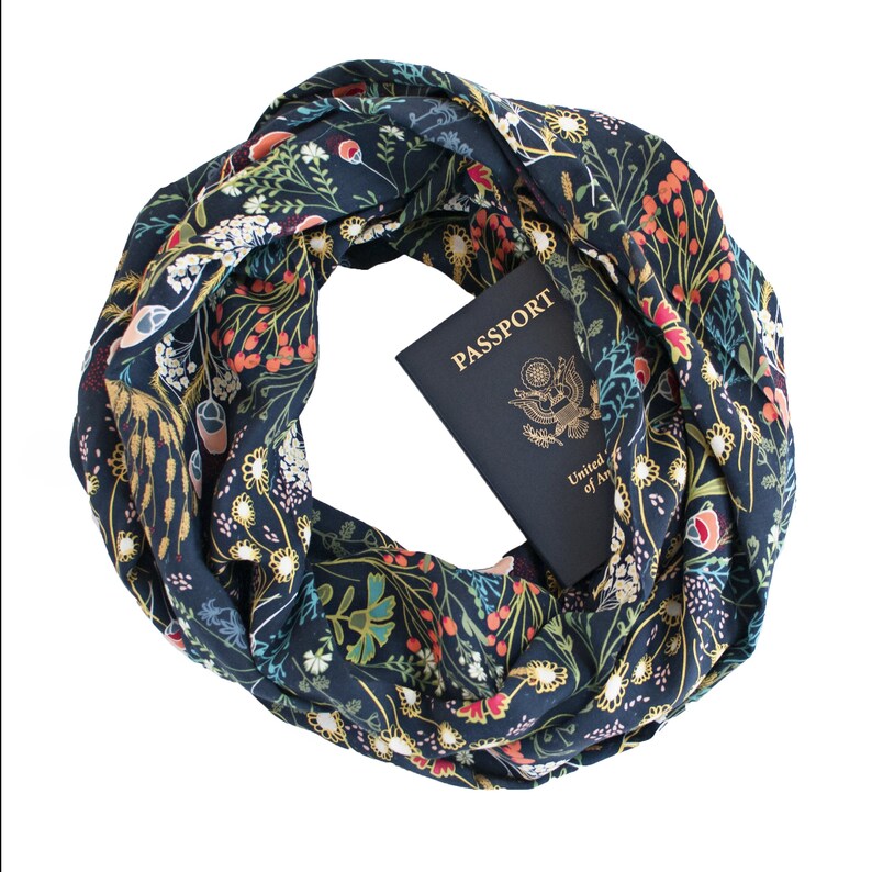 Thea Infinity Scarf with Hidden Zippered Pocket: Soft and Lightweight Pickpocket Proof Perfect Travel Gift Made in U.S.A. image 2