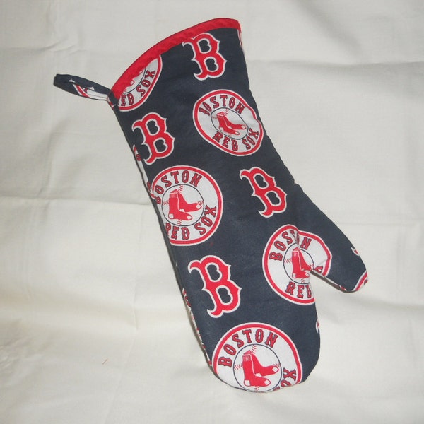 Boston Red Sox BBQ Mitt with Quilted Thermo Lining and Assorted Trim Colors