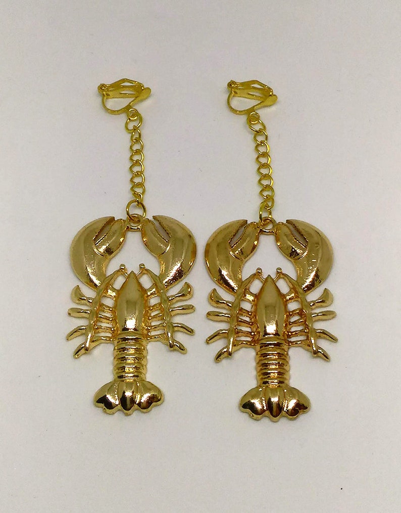 Gold Plated Lobster Clip on Earrings Gold Lobster Quirky Etsy