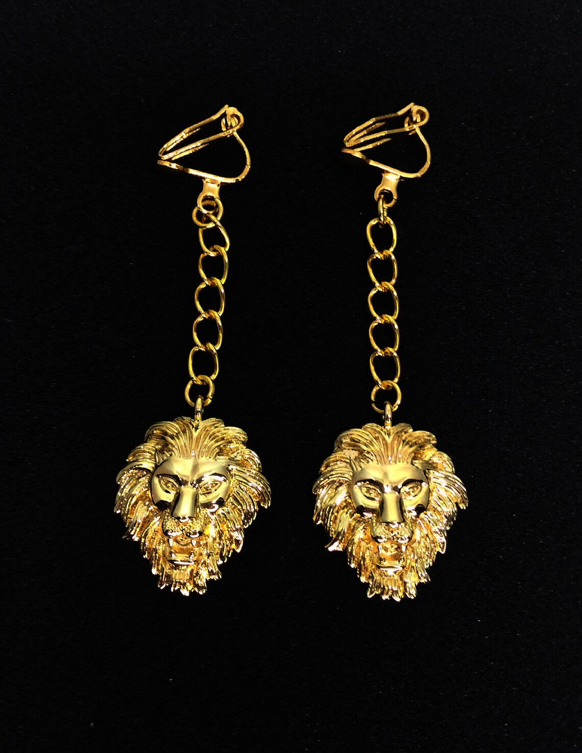 Gold Plated Lion Clip on Earrings Gold Lion Quirky Earrings Etsy UK