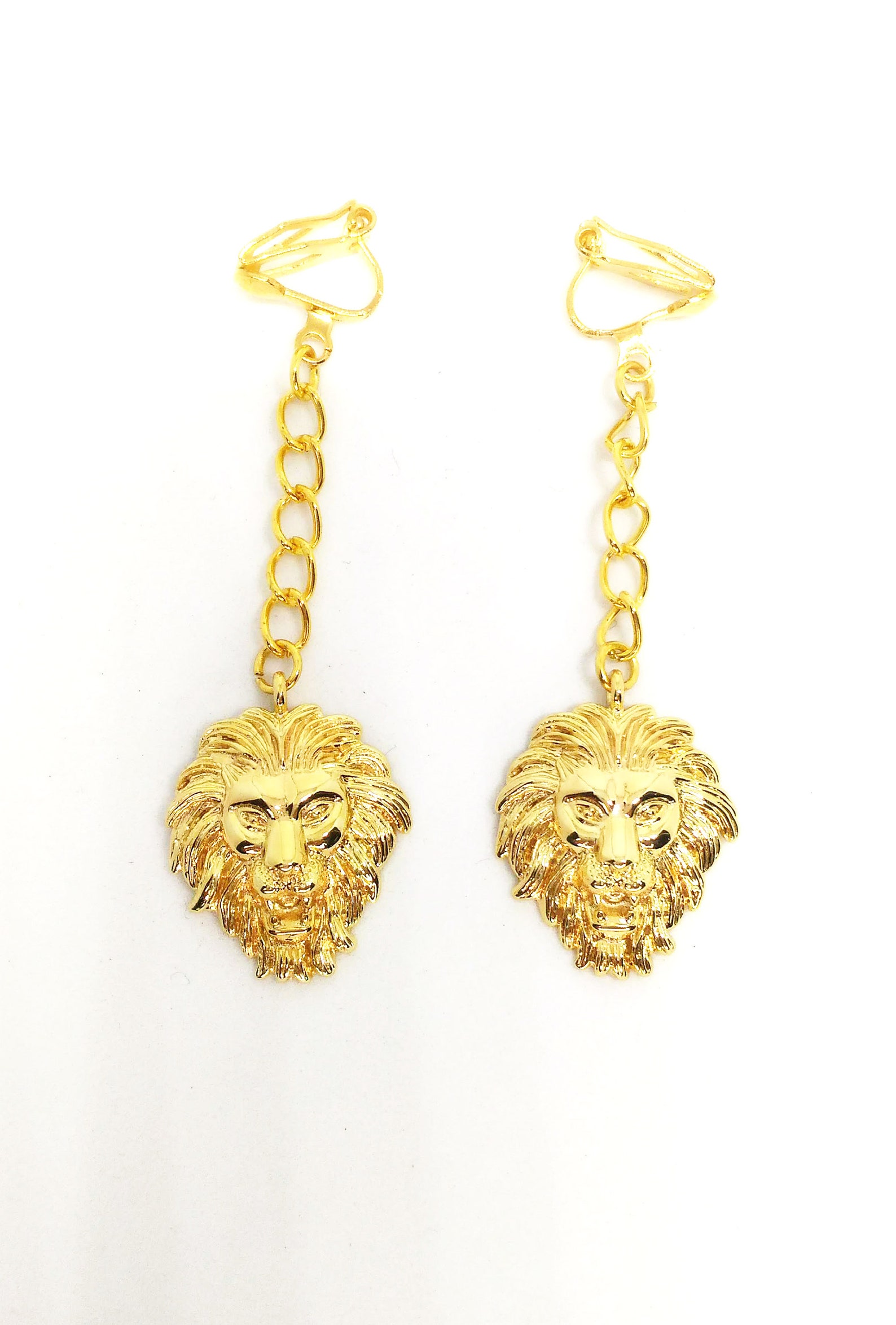 Gold Plated Lion Clip on Earrings Gold Lion Quirky Earrings Etsy UK