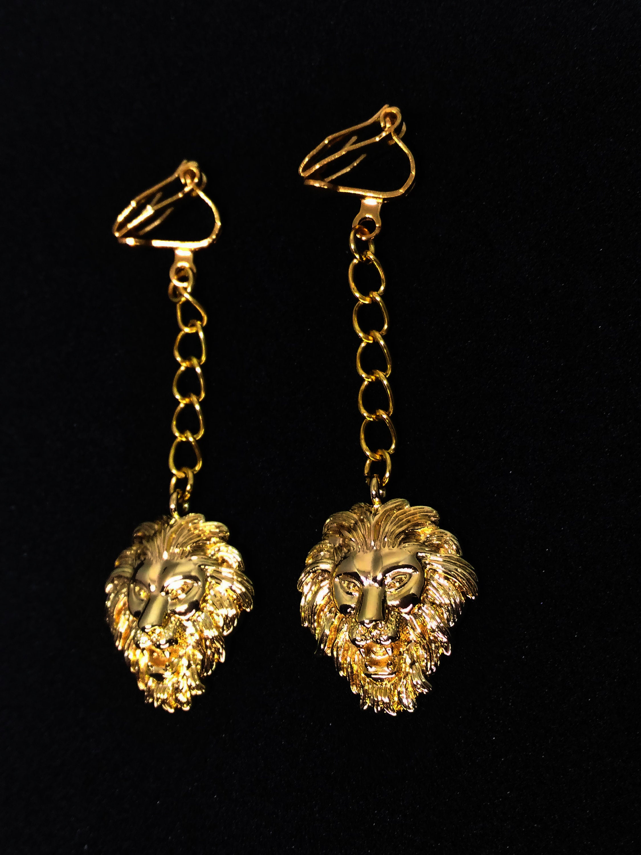 Gold Plated Lion Clip on Earrings Gold Lion Quirky Earrings Etsy UK