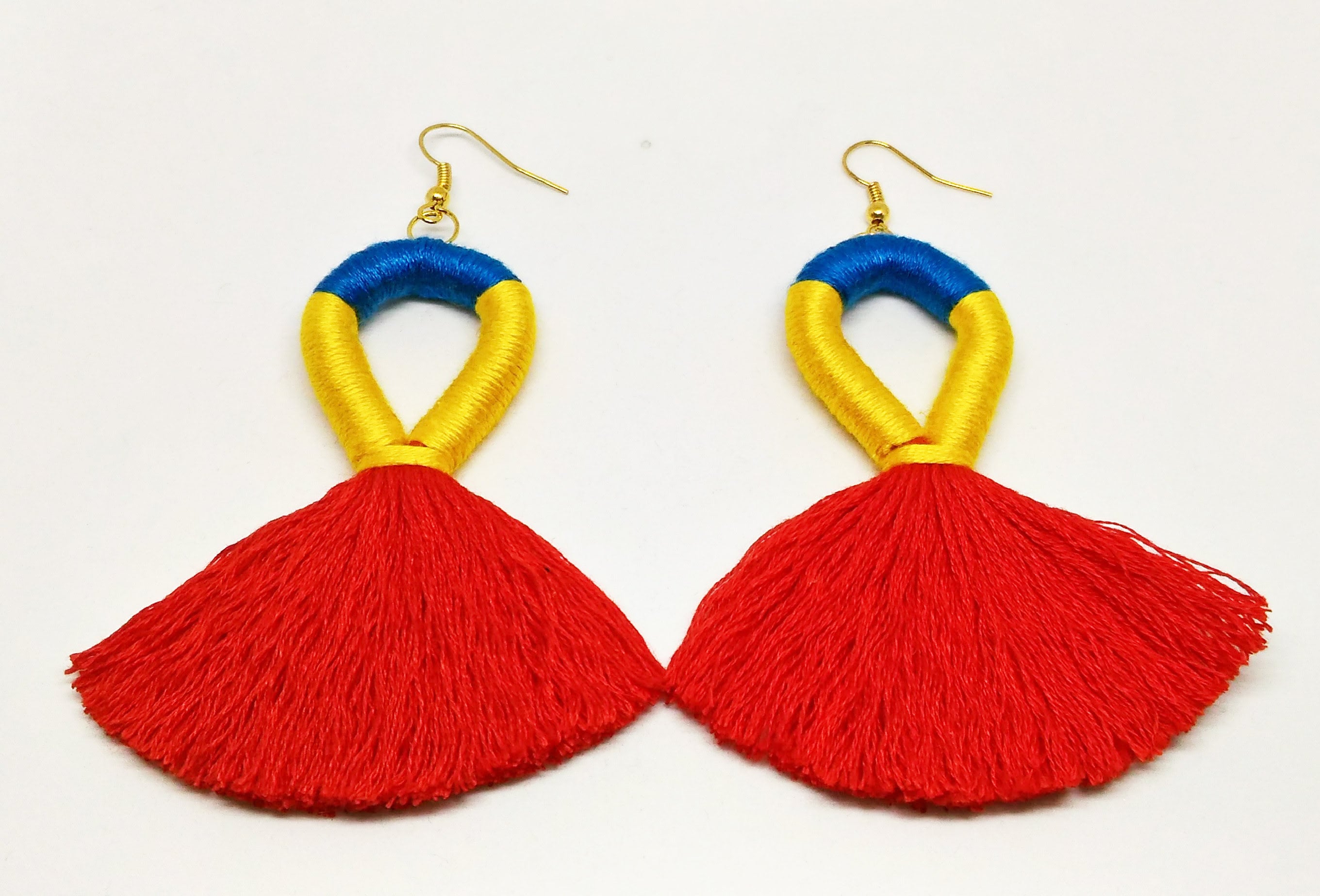 Red Tassel Earrings Red Earrings Yellow Earrings | Etsy