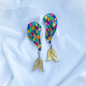 Mermaid earrings, Mermaid tail, Mermaid core, Statement earrings, Ocean earrings, Fairytale jewelry, Fish jewelry, Tropical earrings.