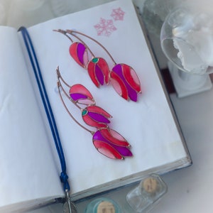 Tulip, Tulip earrings, Wedding earrings, Floral earrings, Bridal earrings, Red earrings, Big earrings, Statement earrings, Flower earrings. image 5