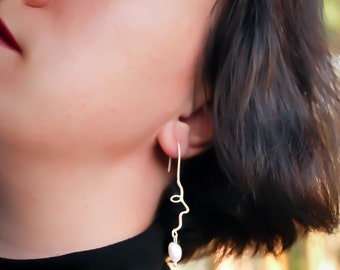Face earrings, Profile earrings, Portrait, Portrait earrings, Pearl earrings, Silver earrings, Sterling silver earrings, Statement earrings.
