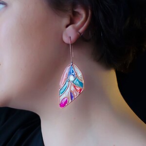 Butterfly wing earrings, Statement earrings, Fairy earrings, Big earrings, Dangle earrings, Butterfly wing, Wedding earrings, Butterfly image 2