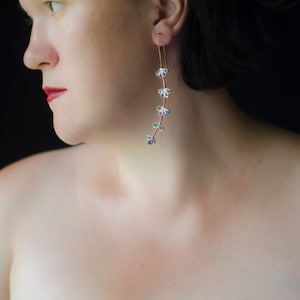 Lavender earrings, Bridal earrings, Wedding earrings, Floral earrings, Flower earrings, Lavender, Long earrings, Blue earrings, Boho jewelry image 6