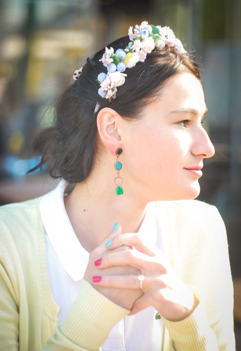 Long Stud Earrings. Pink earrings. Drop earrings. Bright earrings. Long studs. Summer earrings. Lucid earrings image 8