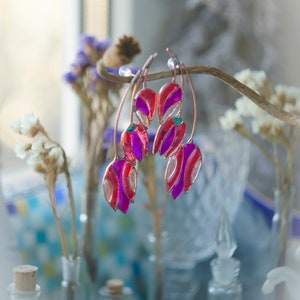 Tulip, Tulip earrings, Wedding earrings, Floral earrings, Bridal earrings, Red earrings, Big earrings, Statement earrings, Flower earrings. image 8