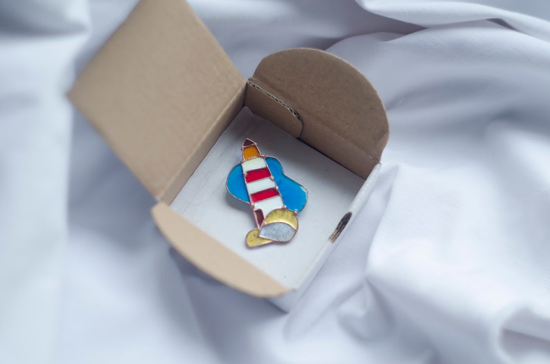 Lighthouse, Lighthouse brooch, Ocean jewelry, Sea brooch, Gift for her, Beach jewelry, Seascape, Nautical brooch, Handmade brooch. image 7