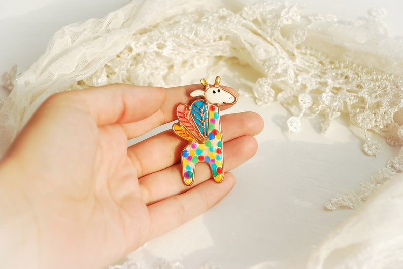 Giraffe brooch, Pegasus brooch, Funny brooch, Unicorn brooch, Pegasus unicorn, Multicolored brooch, Unicorn gift, Giraffe gift, Unicorn image 5