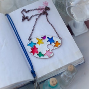 Paint palette, Gift for artist, Artist, Painting, Graduation gift, Necklace, Bib necklace, Gift for her, Best friend gift, White jewelry.