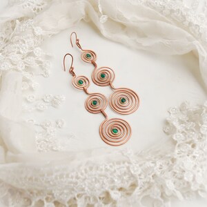 Boho earrings, Long earrings, Wedding earrings, Spiral earrings, Ethnic earrings, Indian earrings, Large earrings,